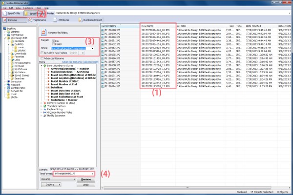 Selection of rename target file, the basic rule