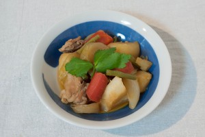 Meat(Pork) and potato stew, simmered fish